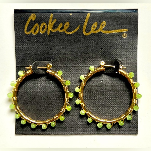 😺 Genuine Cat’s Eye Gold Tone Hoop Earrings by Cookie Lee - Picture 5 of 8